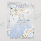 キンセアニェラホログラフィックダスティブルーシルバードレス 招待状 (正面/裏面)