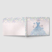 キンセアニェラホログラフィー紙吹雪ほこりっぽいブルードレス ゲストブック (全面)