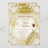 キンセアニェラホワイトアンド金ゴールドメキシコ誕生日  招待状 (正面/裏面)