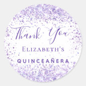 キンセアニェラホワイトバイオレットグリッター感謝してい名前 ラウンドシール (正面)