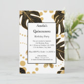 キンセアニェラホワイトブラック金ゴールド誕生日パーティー 招待状 (スタンド正面)