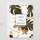 キンセアニェラホワイトブラック金ゴールド誕生日パーティー 招待状 (裏面)