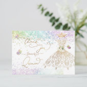 キンセアニェラホワイト金ゴールドグリッターガウンパステル感謝していY サンキューカード (スタンド正面)