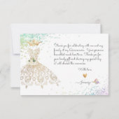 キンセアニェラホワイト金ゴールドグリッターガウンパステル感謝していY サンキューカード (裏面)