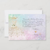 キンセアニェラホワイト金ゴールドグリッターガウンパステル サンキューカード (裏面)