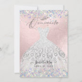 キンセアニェラホワイト金ゴールドダストグリッターガウン 招待状 (正面)