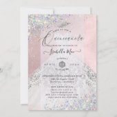 キンセアニェラホワイト金ゴールドダストグリッターガウン 招待状 (裏面)