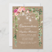 キンセアニェラボタニカルグリーンピンクフローラウッドクラフト 招待状 (正面)