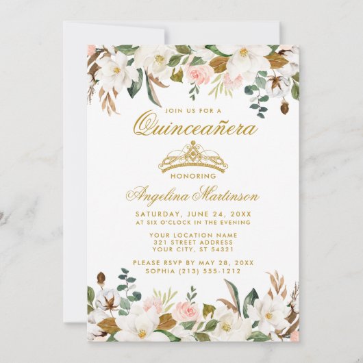 キンセアニェラマグノリアスバラフローラ写真 招待状 (正面)