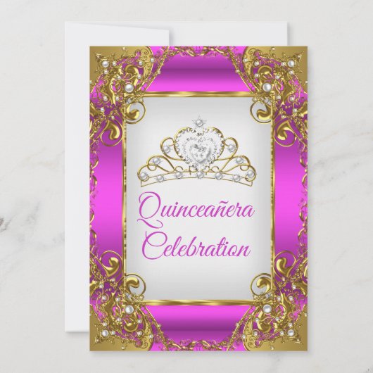 キンセアニェラマゼンタゴールデンパールティアラパーティー 招待状 (裏面)