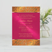キンセアニェラマゼンタピンクオレンジ金ゴールドフィリグリー 招待状 (スタンド正面)