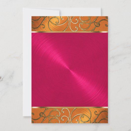 キンセアニェラマゼンタピンクオレンジ金ゴールドフィリグリー 招待状 (裏面)