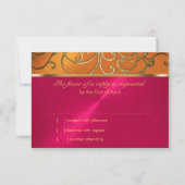 キンセアニェラマゼンタピンクオレンジ金ゴールドフィリグリー 招待状 (裏面)