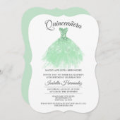 キンセアニェラミスカインズミントグリーングリッタードレス 招待状 (正面/裏面)
