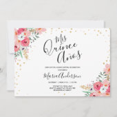 キンセアニェラミスキンスアニョスピンクフローラ誕生日 招待状 (正面)