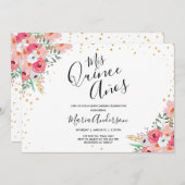 キンセアニェラミスキンスアニョスピンクフローラ誕生日 招待状 (正面/裏面)