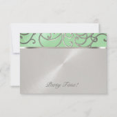 キンセアニェラミントグリーンと銀のフィリグリーの渦巻き 招待状 (正面)