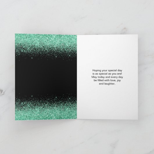 キンセアニェラミントグリーンドレスフェイクグリッター カード (内部)