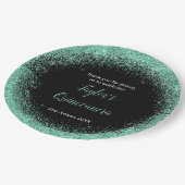 キンセアニェラミントグリーンフェイクグリッター ペーパープレート (アングル)
