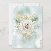 キンセアニェラミントティール(緑がかった色)金ゴールド大理石バラフローラ 招待状 (裏面)