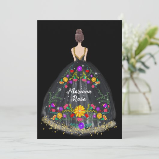 キンセアニェラメエレガントキシカンフィエスタフローラ誕生日 招待状 (スタンド正面)