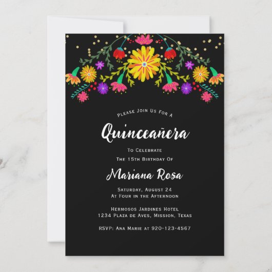 キンセアニェラメエレガントキシカンフィエスタフローラ誕生日 招待状 (裏面)