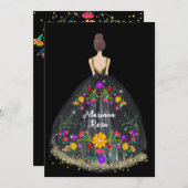 キンセアニェラメエレガントキシカンフィエスタフローラ誕生日 招待状 (正面/裏面)