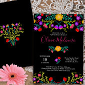 キンセアニェラメキシカンフィエスタカラフルフローラブラック 招待状
