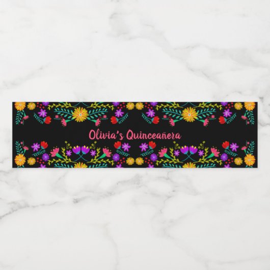 キンセアニェラメキシカンフィエスタフラワーズブラック ペットボトルラベル (シングルラベル)