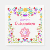 キンセアニェラメキシカンフィエスタフラワーズ15誕生日 スタンダードランチョンナプキン (正面)