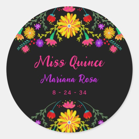 キンセアニェラメキシカンフィエスタフローラ誕生日 ラウンドシール (正面)