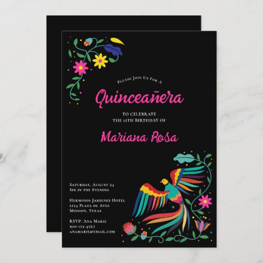 キンセアニェラメキシカンフィエスタフローラ誕生日 招待状 (正面/裏面)