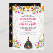 キンセアニェラメキシカンフィエスタブラックプリンセスドレス 招待状 (正面/裏面)