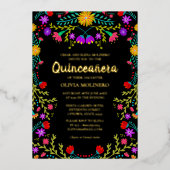 キンセアニェラメキシカンフィエスタ実在フローラ金ゴールド 箔招待状 (正面)