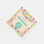 キンセアニェラメキシコフローラスウィート15誕生日 スタンダードランチョンナプキン (角)