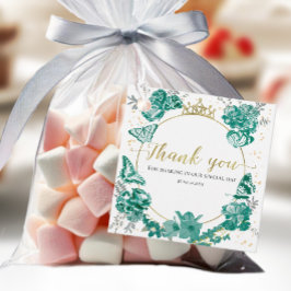 キンセアニェラメッセージカードバタフライエメラルドグリーン フェイバータグ