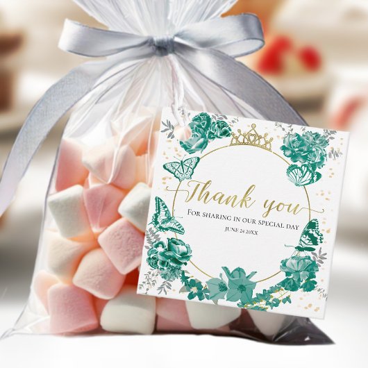 キンセアニェラメッセージカードバタフライエメラルドグリーン フェイバータグ