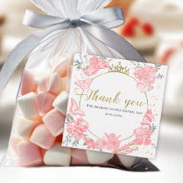 キンセアニェラメッセージカードバタフライピンクフローラ金ゴールド フェイバータグ