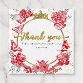 キンセアニェラメッセージカードバタフライレッドフローラ金ゴールド フェイバータグ (正面)