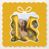 キンセアニェラモダンリボン写真 ペーパーコースター (正面)