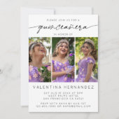 キンセアニェラモダン誕生日パーティー3フォトコラージュ 招待状 (正面)