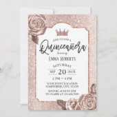 キンセアニェラモダン赤面バラ金ゴールドフローラ誕生日 招待状 (正面)