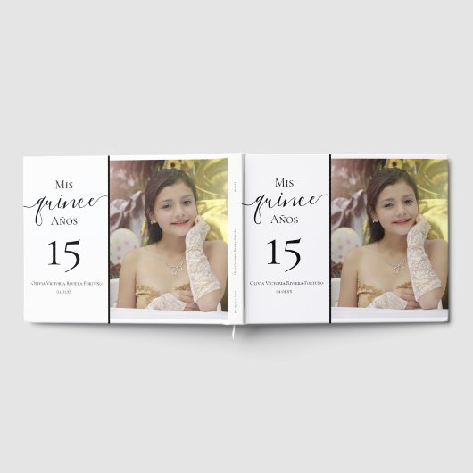 キンセアニェラモダン15誕生日写エレガント真 ゲストブック (全面)