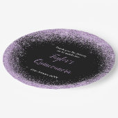 キンセアニェラライトパープルフェイクグリッター ペーパープレート (アングル)