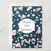 キンセアニェラライトピンクの花ブルー 招待状 (裏面)