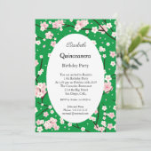 キンセアニェラライトピンク花グリーン 招待状 (スタンド正面)