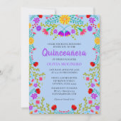キンセアニェラライトブルーメキシコ花誕生日 招待状 (正面)