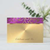 キンセアニェララズベリーピンク金ゴールドフィリグリー渦巻き 招待状 (スタンド正面)