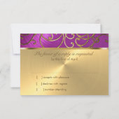 キンセアニェララズベリーピンク金ゴールドフィリグリー渦巻き 招待状 (裏面)