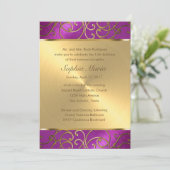 キンセアニェララズベリーピンク金ゴールドフィリグリー渦巻き 招待状 (スタンド正面)